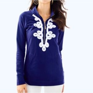 Lilly Pulitzer navy with rope detail skipper tunic popover pullover sweatshirt